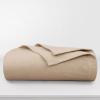 imageTribeca Living Cotton Acrylic Queen Reversible Blanket Soft and Cozy Yarn Dyed Fade Resistant Plaid DuneHeather Camel