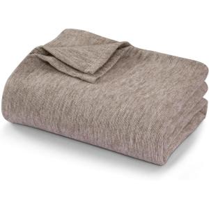 imageTribeca Living Cotton Acrylic Queen Reversible Blanket Soft and Cozy Yarn Dyed Fade Resistant Plaid DuneCottonSilk  Espresso