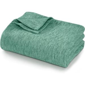 imageTribeca Living Cotton Acrylic Queen Reversible Blanket Soft and Cozy Yarn Dyed Fade Resistant Plaid DuneCottonSilk  Green