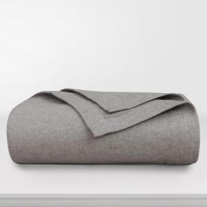 imageTribeca Living Cotton Acrylic Queen Reversible Blanket Soft and Cozy Yarn Dyed Fade Resistant Plaid DuneHeather Mid Grey