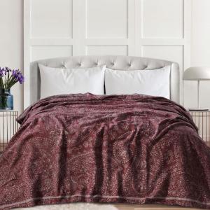imageTribeca Living Cotton Acrylic Queen Reversible Blanket Soft and Cozy Yarn Dyed Fade Resistant Plaid DunePaisley Reindeer