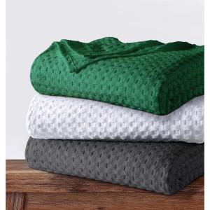 imageTribeca Living Cotton Acrylic Queen Reversible Blanket Soft and Cozy Yarn Dyed Fade Resistant Plaid DuneVienna  Emerald Green