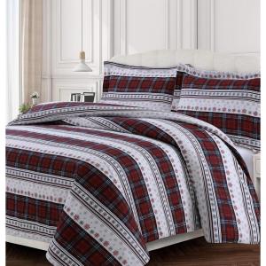 imageTribeca Living WOU170DUVETKIBL Duvet Set King Winter Outing BlueComfy Stripe