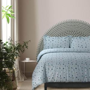 imageTribeca Living WOU170DUVETKIBL Duvet Set King Winter Outing BlueDark Blue