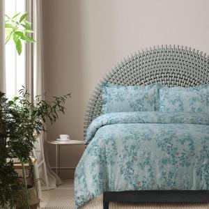 imageTribeca Living WOU170DUVETKIBL Duvet Set King Winter Outing BlueFloral Green