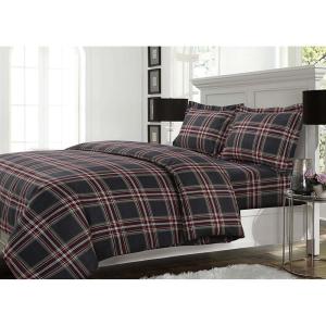 imageTribeca Living WOU170DUVETKIBL Duvet Set King Winter Outing BlueHeritage Plaid