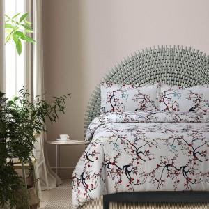 imageTribeca Living WOU170DUVETKIBL Duvet Set King Winter Outing BlueRed