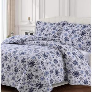 imageTribeca Living WOU170DUVETKIBL Duvet Set King Winter Outing BlueSnowflakes