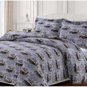 imageTribeca Living WOU170DUVETKIBL Duvet Set King Winter Outing BlueWinter Outing Grey
