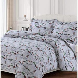 imageTribeca Living WOU170DUVETKIBL Duvet Set King Winter Outing BlueWinter Wonderland