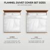 imageAzores Home Cotton Flannel Queen Duvet Cover Set Oversized Wrinkle Resistant Soft Touch Includes One Duvet Cover and Two Sham Pillowcases 170GSM CamelDeep Blue