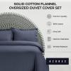 imageAzores Home Cotton Flannel Queen Duvet Cover Set Oversized Wrinkle Resistant Soft Touch Includes One Duvet Cover and Two Sham Pillowcases 170GSM CamelThundercloud Blue