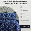 imageAzores Home Cotton Flannel Queen Duvet Cover Set Oversized Wrinkle Resistant Soft Touch Includes One Duvet Cover and Two Sham Pillowcases 170GSM CamelDeep Blue