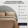 imageAzores Home Cotton Flannel Queen Duvet Cover Set Oversized Wrinkle Resistant Soft Touch Includes One Duvet Cover and Two Sham Pillowcases 170GSM CamelCamel