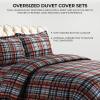 imageAzores Home Cotton Flannel Queen Duvet Cover Set Oversized Wrinkle Resistant Soft Touch Includes One Duvet Cover and Two Sham Pillowcases 170GSM CamelBrown