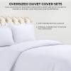 imageAzores Home Cotton Flannel Queen Duvet Cover Set Oversized Wrinkle Resistant Soft Touch Includes One Duvet Cover and Two Sham Pillowcases 170GSM CamelWhite