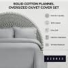 imageAzores Home Cotton Flannel Queen Duvet Cover Set Oversized Wrinkle Resistant Soft Touch Includes One Duvet Cover and Two Sham Pillowcases 170GSM CamelGrey