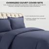imageAzores Home Cotton Flannel Queen Duvet Cover Set Oversized Wrinkle Resistant Soft Touch Includes One Duvet Cover and Two Sham Pillowcases 170GSM CamelThundercloud Blue