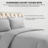 imageAzores Home Cotton Flannel Queen Duvet Cover Set Oversized Wrinkle Resistant Soft Touch Includes One Duvet Cover and Two Sham Pillowcases 170GSM CamelGrey