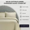 imageAzores Home Cotton Flannel Queen Duvet Cover Set Oversized Wrinkle Resistant Soft Touch Includes One Duvet Cover and Two Sham Pillowcases 170GSM CamelNatural