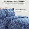 imageAzores Home Cotton Flannel Queen Duvet Cover Set Oversized Wrinkle Resistant Soft Touch Includes One Duvet Cover and Two Sham Pillowcases 170GSM CamelDark Blue