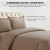 imageAzores Home Cotton Flannel Queen Duvet Cover Set Oversized Wrinkle Resistant Soft Touch Includes One Duvet Cover and Two Sham Pillowcases 170GSM CamelCamel