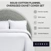 imageAzores Home Cotton Flannel Queen Duvet Cover Set Oversized Wrinkle Resistant Soft Touch Includes One Duvet Cover and Two Sham Pillowcases 170GSM CamelWhite