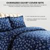 imageAzores Home Cotton Flannel Queen Duvet Cover Set Oversized Wrinkle Resistant Soft Touch Includes One Duvet Cover and Two Sham Pillowcases 170GSM CamelDeep Blue