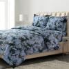imageAzores Home Cotton Flannel Queen Duvet Cover Set Oversized Wrinkle Resistant Soft Touch Includes One Duvet Cover and Two Sham Pillowcases 170GSM CamelDark Blue