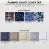 imageAzores Home Cotton Flannel Queen Duvet Cover Set Oversized Wrinkle Resistant Soft Touch Includes One Duvet Cover and Two Sham Pillowcases 170GSM CamelWhite