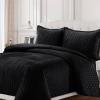 imageTribeca Living Velvet King Quilt Set  ThreePiece Honeycomb Stitch Bedding Super Soft 260GSM Velvet Oversized Quilt and Two Sham Pillowcases Emerald GreenBlack