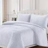 imageTribeca Living Velvet King Quilt Set  ThreePiece Honeycomb Stitch Bedding Super Soft 260GSM Velvet Oversized Quilt and Two Sham Pillowcases Emerald GreenWhite