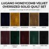 imageTribeca Living Velvet King Quilt Set  ThreePiece Honeycomb Stitch Bedding Super Soft 260GSM Velvet Oversized Quilt and Two Sham Pillowcases Emerald GreenBurgundy