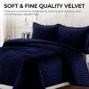 imageTribeca Living Velvet King Quilt Set  ThreePiece Honeycomb Stitch Bedding Super Soft 260GSM Velvet Oversized Quilt and Two Sham Pillowcases Emerald GreenNavy Blue