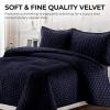 imageTribeca Living Velvet King Quilt Set  ThreePiece Honeycomb Stitch Bedding Super Soft 260GSM Velvet Oversized Quilt and Two Sham Pillowcases Emerald GreenIndigo