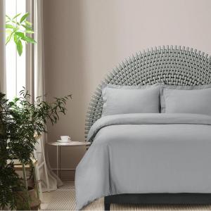 imageAzores Home Cotton Flannel Queen Duvet Cover Set Oversized Wrinkle Resistant Soft Touch Includes One Duvet Cover and Two Sham Pillowcases 170GSM CamelGrey