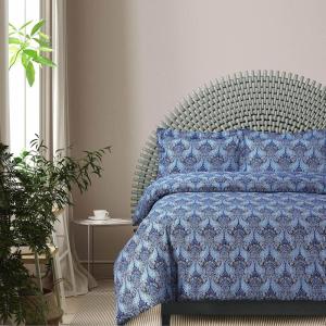 imageAzores Home Cotton Flannel Queen Duvet Cover Set Oversized Wrinkle Resistant Soft Touch Includes One Duvet Cover and Two Sham Pillowcases 170GSM CamelDark Blue