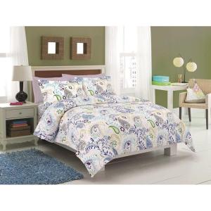 imageTribeca Living Flannel Floral Garden Printed 170 GSM Duvet Cover Set Queen Multicolored TLFLFG170DSQUPaisley Garden Multicolor