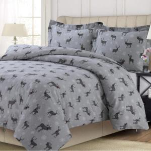 imageTribeca Living MTOILDUVETKIDR Duvet Set King Deer Toile Deep RedCheckered Buck