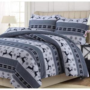 imageTribeca Living MTOILDUVETKIDR Duvet Set King Deer Toile Deep RedGingham Deer
