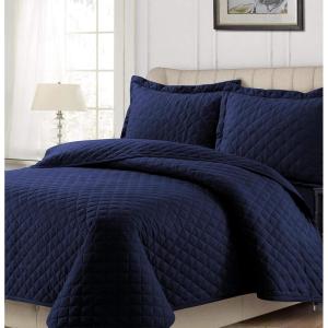 imageTribeca Living SASL170QUILKIBL Quilt Sets King Santas SleighIndigo