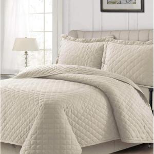 imageTribeca Living SASL170QUILKIBL Quilt Sets King Santas SleighVanilla Latte