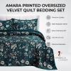 imagePariza Printed Oversized Velvet UltraSoft Luxury Quilt Set with Shams Wrinkle ampamp Fade Resitant AllSeason Diamond Stitching Durable and Fine Quality Queen MulticolorAmara Fir Green