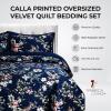 imagePariza Printed Oversized Velvet UltraSoft Luxury Quilt Set with Shams Wrinkle ampamp Fade Resitant AllSeason Diamond Stitching Durable and Fine Quality Queen MulticolorCalla Multicolor