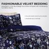 imagePariza Printed Oversized Velvet UltraSoft Luxury Quilt Set with Shams Wrinkle ampamp Fade Resitant AllSeason Diamond Stitching Durable and Fine Quality Queen MulticolorAmara Indigo