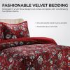 imagePariza Printed Oversized Velvet UltraSoft Luxury Quilt Set with Shams Wrinkle ampamp Fade Resitant AllSeason Diamond Stitching Durable and Fine Quality Queen MulticolorAmara Garnet