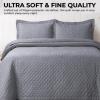 imageTribeca Living Brisbane Oversized Twin Quilt Bedding Set Solid 2Piece Quilted Bedspread Coverlet with Matching Pillow Sham Super Soft Fade and Wrinkle Resistant Quilts Silver GreyPlatinum