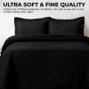 imageTribeca Living Brisbane Oversized Twin Quilt Bedding Set Solid 2Piece Quilted Bedspread Coverlet with Matching Pillow Sham Super Soft Fade and Wrinkle Resistant Quilts Silver GreyBlack