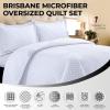 imageTribeca Living Brisbane Oversized Twin Quilt Bedding Set Solid 2Piece Quilted Bedspread Coverlet with Matching Pillow Sham Super Soft Fade and Wrinkle Resistant Quilts Silver GreyWhite