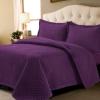 imageTribeca Living Brisbane Oversized Twin Quilt Bedding Set Solid 2Piece Quilted Bedspread Coverlet with Matching Pillow Sham Super Soft Fade and Wrinkle Resistant Quilts Silver GreyPurple